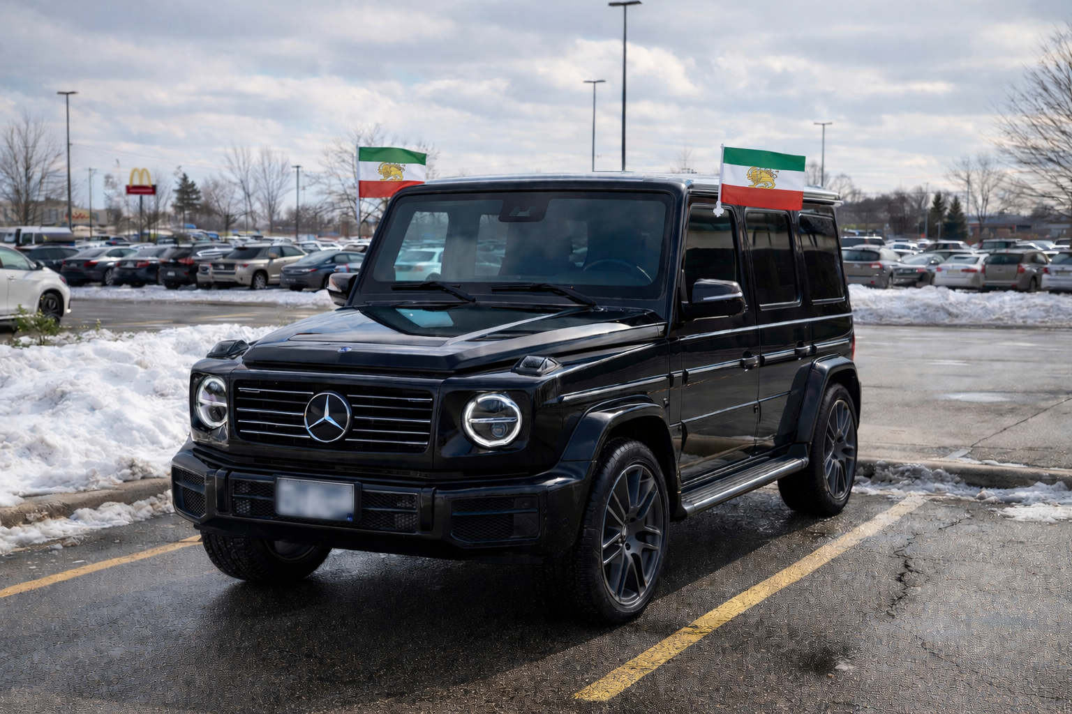 Old Iranian Sun & Lion Flag | Persian Car Window Mount Flag with Stick | Durable Polyester Fabric